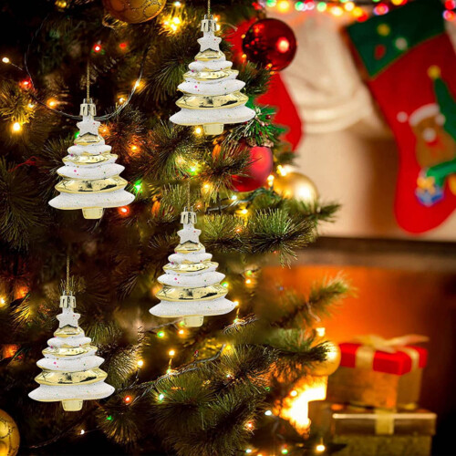 Christmas Tree Shape Decorations Gold Plastic Pendant Balls 2