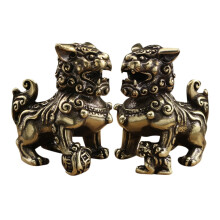Brass lion figurine desktop statue 1 pair