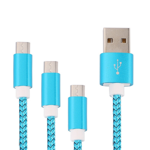 Tacar Cábla USB-C Braidithe Níolóin 3 phíosa (0.25m 0.5m 1m Gorm)