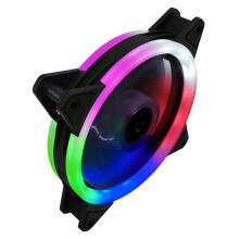 Ventoinha de computador RGB LED 12cm silenciosa com dupla abertura (1 unidade)
