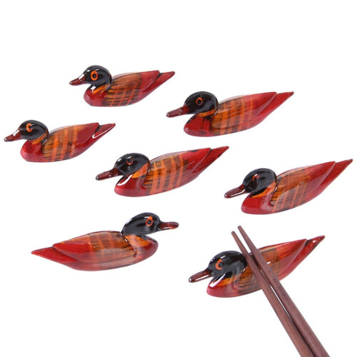Mosiee hars mandarijn eendjes eetstokjeshouder 2 stuks 1