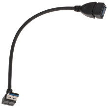 USB 3.0 förlängningskabel, rätvinklig nedåtriktad adapter, 1 m