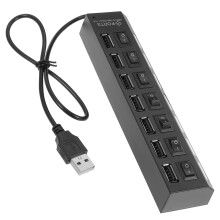 Divisor USB de 7 puertos negro para portátil