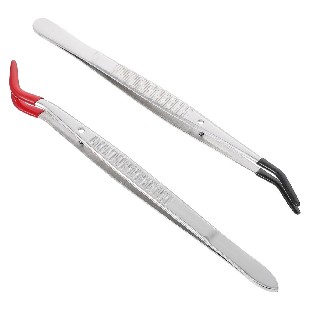 Eease Stainless Steel Tweezers With Rubber Tips 2 Pcs 393040450363
