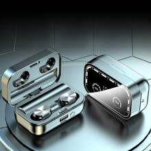 Bezprzewodowe słuchawki douszne, słuchawki Bluetooth, lekkie słuchawki douszne, wbudowany mikrofon, wciągający dźwięk premium, etui ładujące
