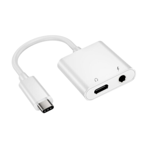 Type-C naar 3,5 mm audioadapter met microfoon, wit
