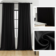 Perdele negre cu inele de închidere, pentru întunecarea camerei, 2 panouri, 99x130 cm