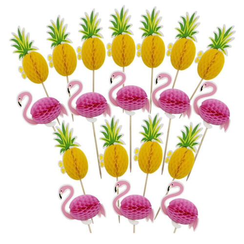 Décorations de table Eease19pcs Lovely Toppers, décorations créatives ananas, thème Hawaï