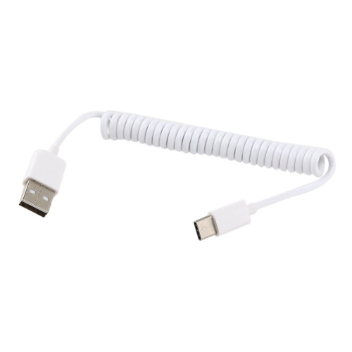 USB-C til USB 2.0 spiraldatakabel 1m hvit