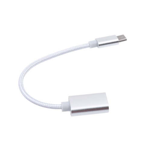 USB-C til USB-A forlengerkabel OTG datasynkroniseringslader sølvfarget