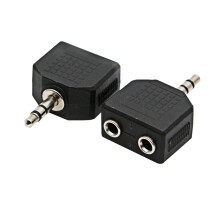 3,5 mm mono Y-splitter adapter zwart 2 stuks