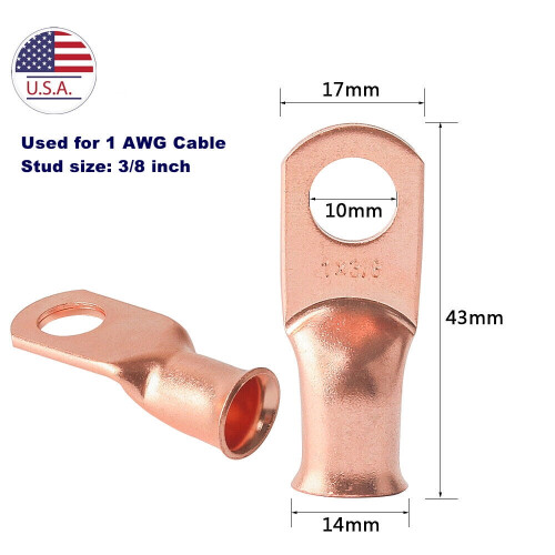 Batterikabeländklämmor Bar koppar 1AWG 5-pack 1