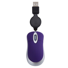 Fioletowa teleskopowa przewodowa mini mysz USB 1 szt.