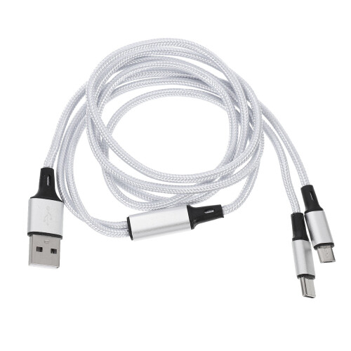 USB-Ladekabel, nylonummantelt, 2-in-1