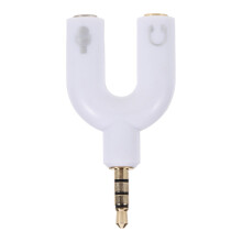 Høretelefonsplitter 3,5 mm stereo U-formet 2-vejs adapter hvid