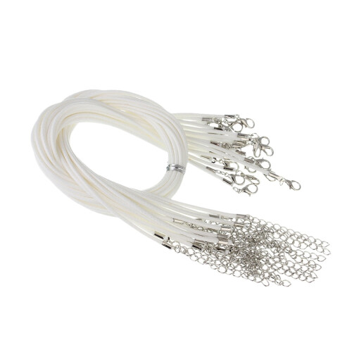 Vaxsnöre halsband 1,5 mm vit 100 st