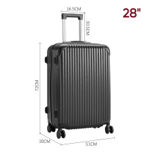 28 Inch ABS Hard Shell Vertical Striped Luggage Suitcase, Black