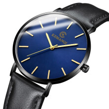 Kayannuo Terug naar school opruiming Heren Trendy Ultradun Minimalistisch Horloge Slanke Lederen Band Roestvrij Staal Quartz