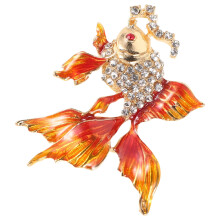 Broche de pez dorado para mujer, broche decorativo para solapa