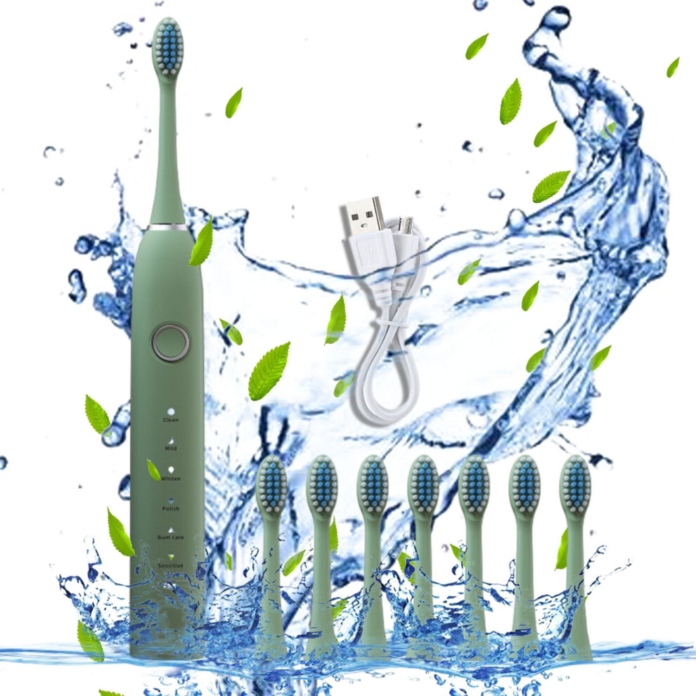 Kayannuo Electric Toothbrush with 8 Brush Heads and 6 Modes