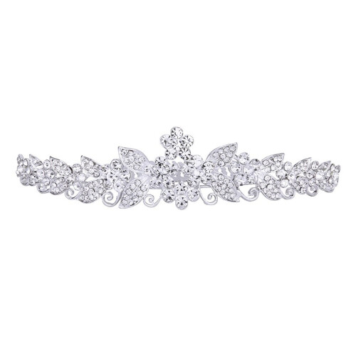 Bröllopsbrud Blommapannband Tiara Hårband (Silver)