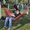 Double Camping Hammock Rainbow Striped Canvas 1 Set 4