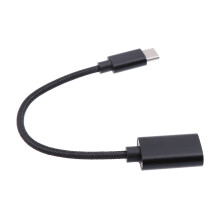 Cábla síneadh fireann Cineál-C go USB baineann dubh