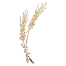 Broche de espiga de trigo dorado para solapa