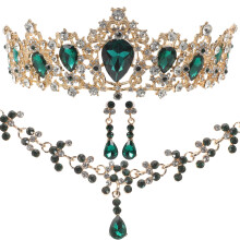 Conjunto de joyas de novia con pedrería verde (1 pieza)