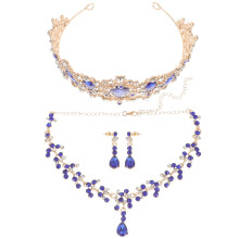 Conjunto de pendientes y collar con diamantes de imitación para boda,