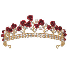 Diadema da sposa con rosa e cristalli per matrimoni, balli di fine anno e concorsi di bellezza.