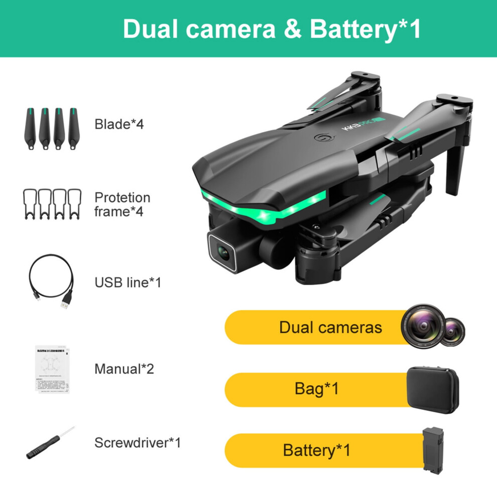 Kayannuo Wifi Fpv Drone With 720P Dual Camera, Foldable Rtf 9107258554659