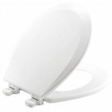 Toilet Seat with Cover Enamel Wood Round White
