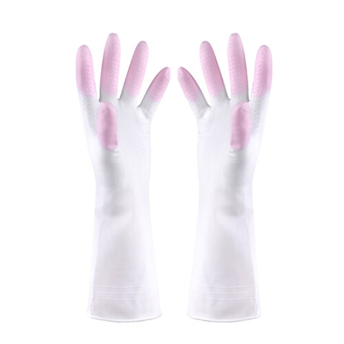 Rubber Cleaning Gloves Reusable Waterproof Size M Pink