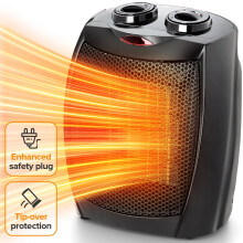 Keramický ohrievač priestoru 950W/1500W s termostatom, strieborný