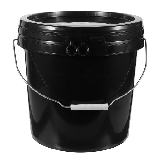Svart plasthink med handtag och lock 2,2 gallon
