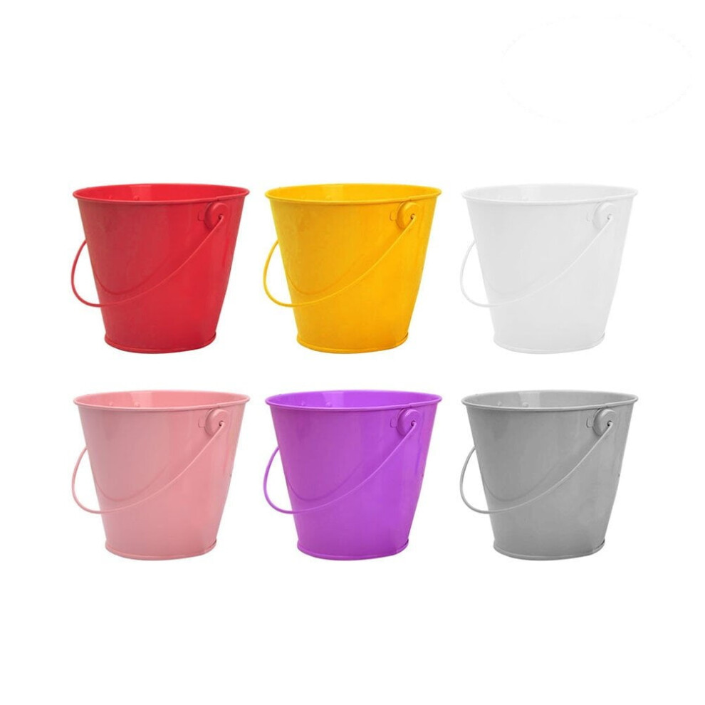 Mini Metal Bucket Colored Tin Candy Pail With Handle 6 Pcs 9107258553171