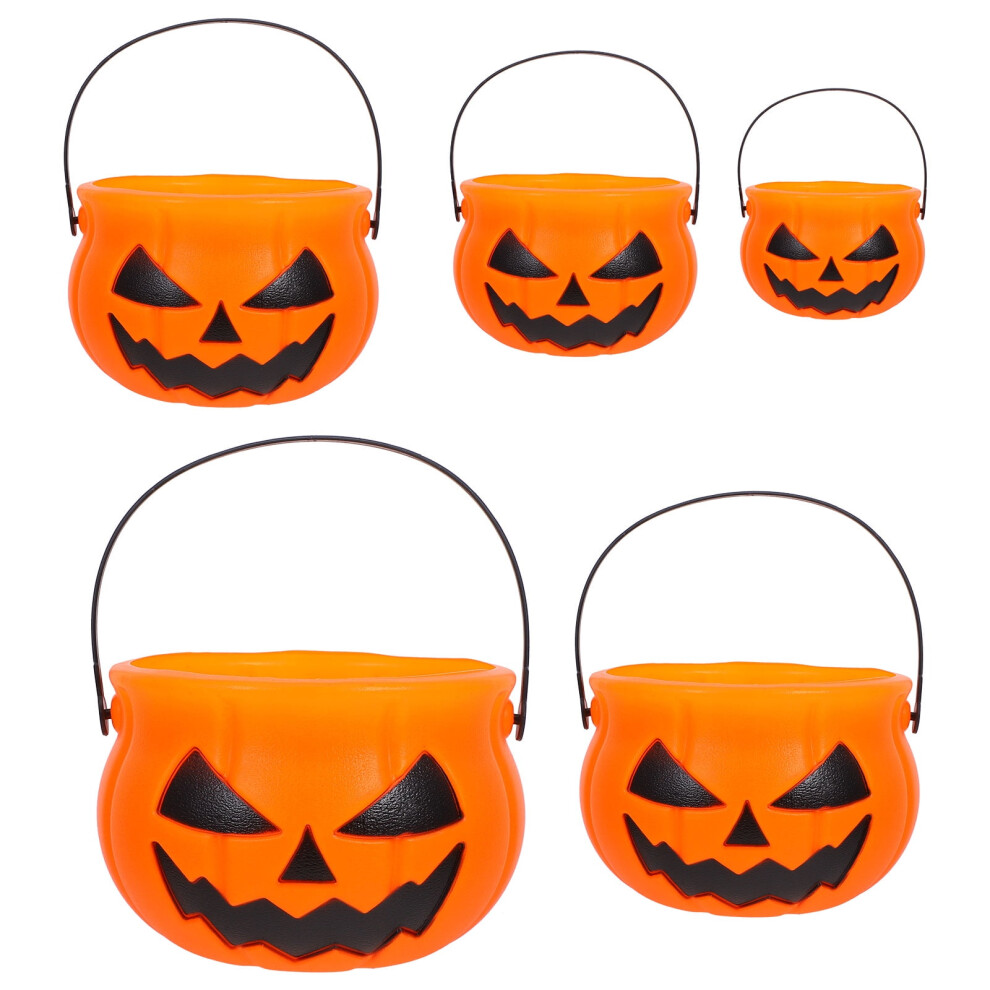 Candy Bucket Halloween Pumpkin Shape Plastic 5Pcs 9107258552136
