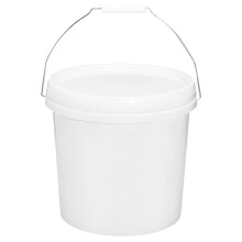Secchio di plastica bianca con coperchio e manico, 5 litri
