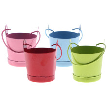 Conjunto de decoração natalina em miniatura com balde de lata (4 peças)