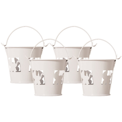 Mini förvaringshink i plåt med handtag, 4 st