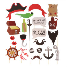 22 piezas de divertidos accesorios de fotomatón de pirata, sombreros de madera para niños