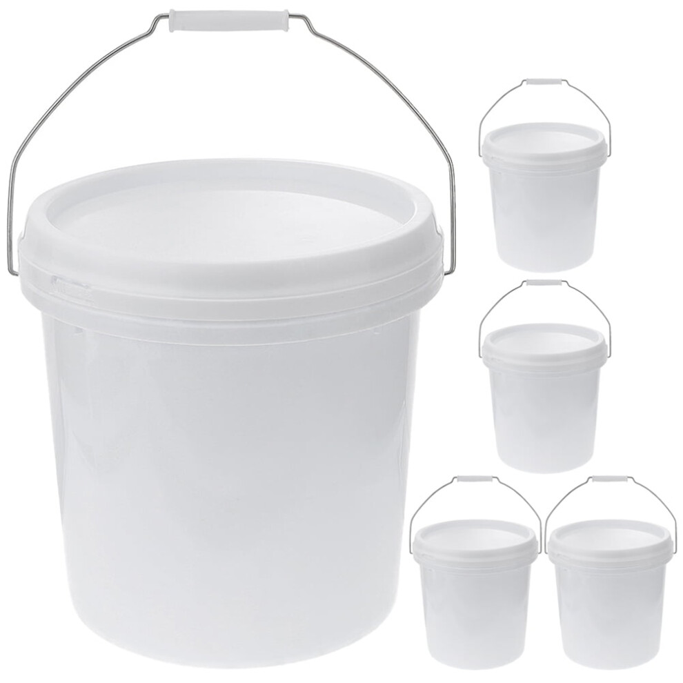 Plastic Bucket With Handle And Lid 1L 5 Pcs 9107258553393