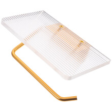 Gold Toilet Paper Holder Wall-Mount with Shelf, Acrylic and