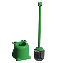 Escova de limpeza para vaso sanitário com cabo longo e base de apoio (1 conjunto)