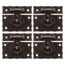 Retro Box Locks, pudełko na biżuterię, zasuwka, brąz, małe, 4 szt.