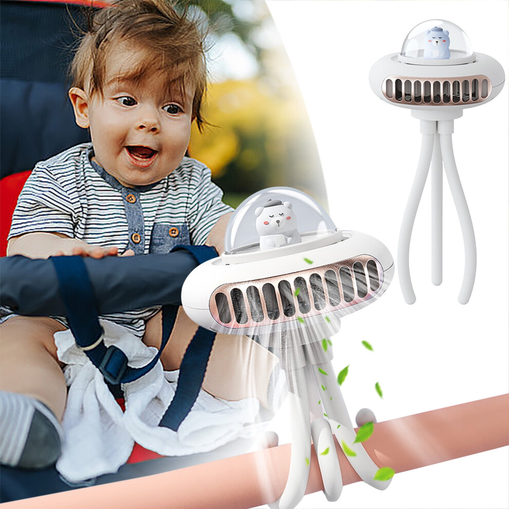 Space Capsule Stroller Fan Usb Rechargeable White 9107258556233
