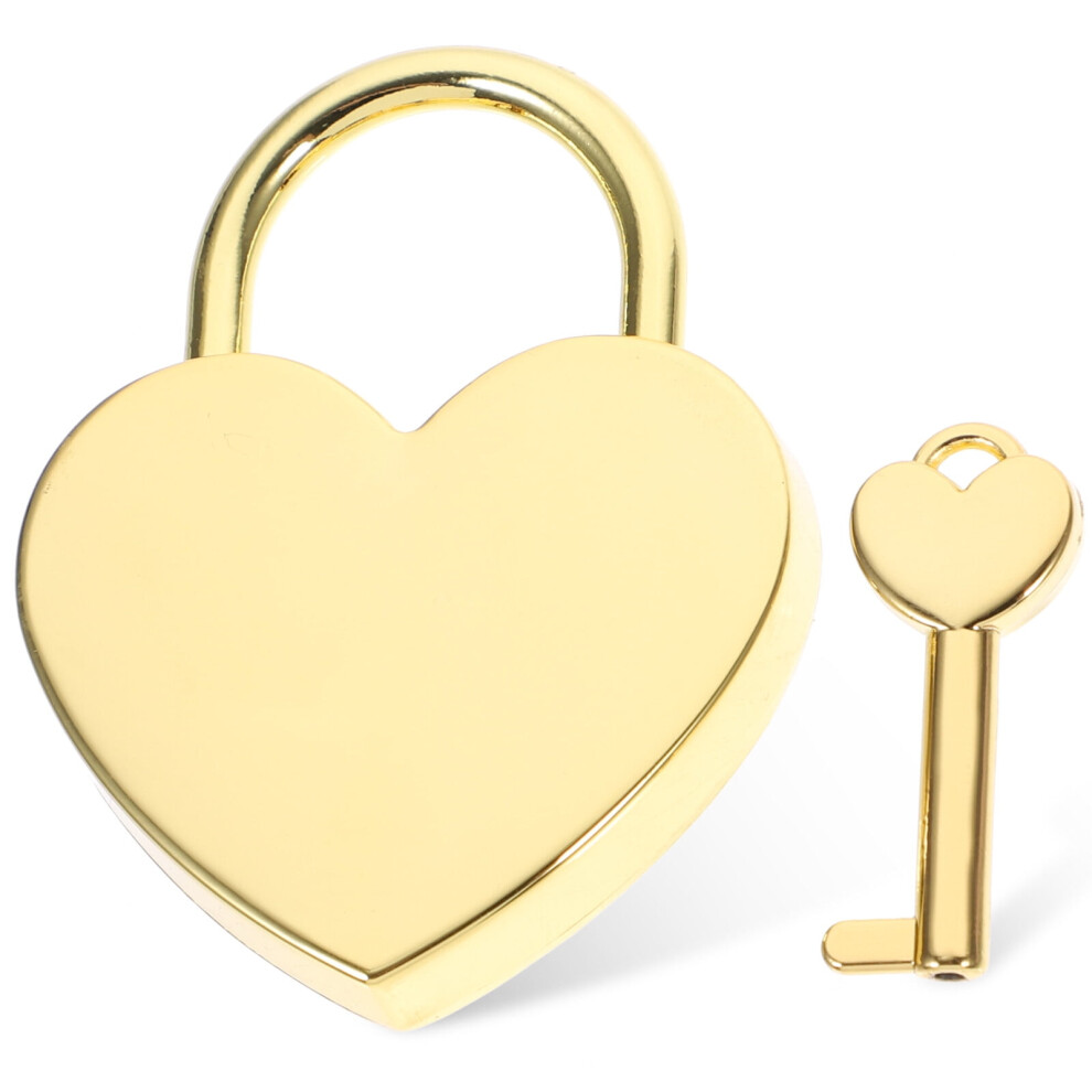 Small Heart-Shaped Padlock Set For Diary And Handbag, Golden 9107258557643