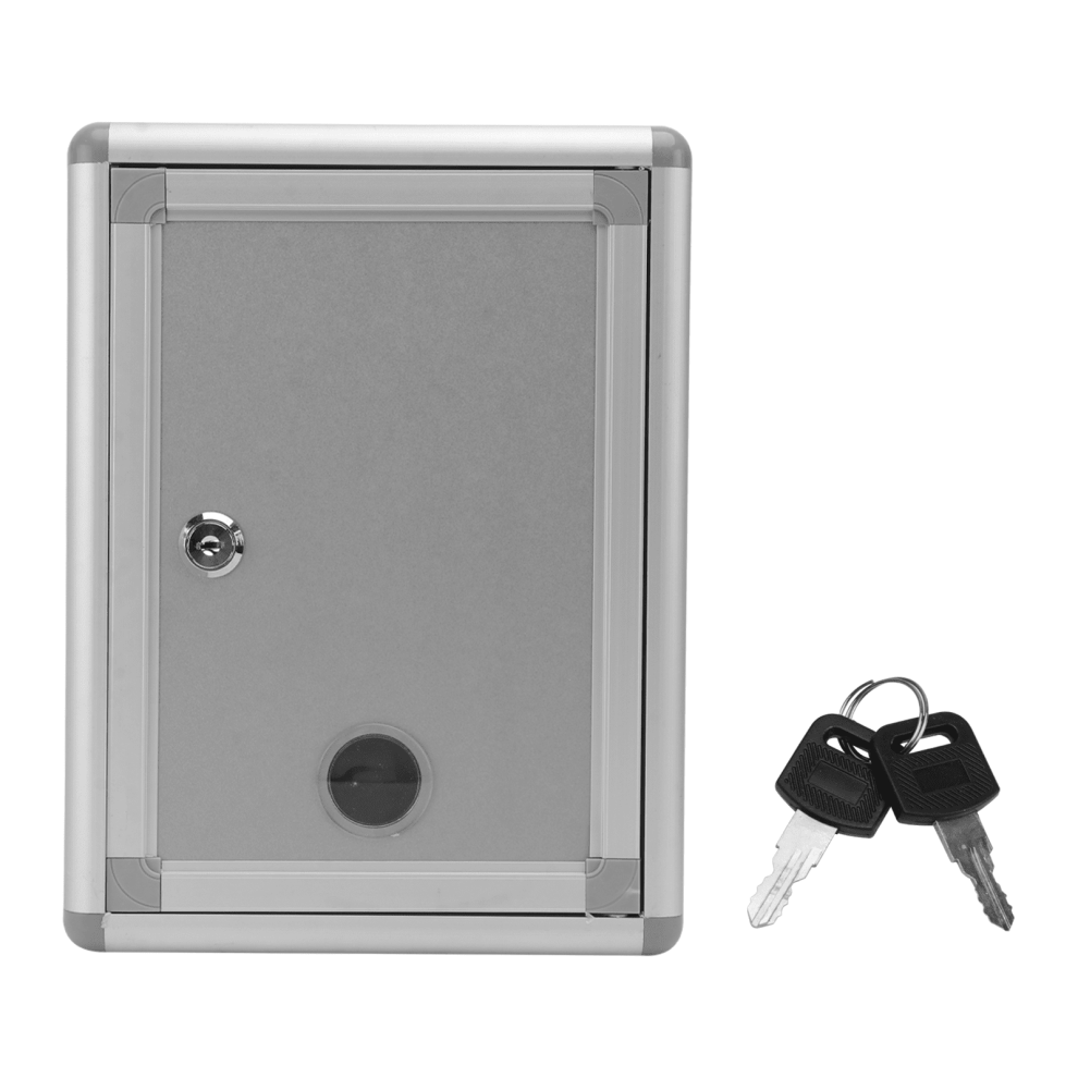Wall Mount Locking Mailbox With Key Drop Box Silver Grey 9107258563477