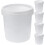 Găleată din plastic alimentar cu capac, 34 oz, albă, pachet de 5 1